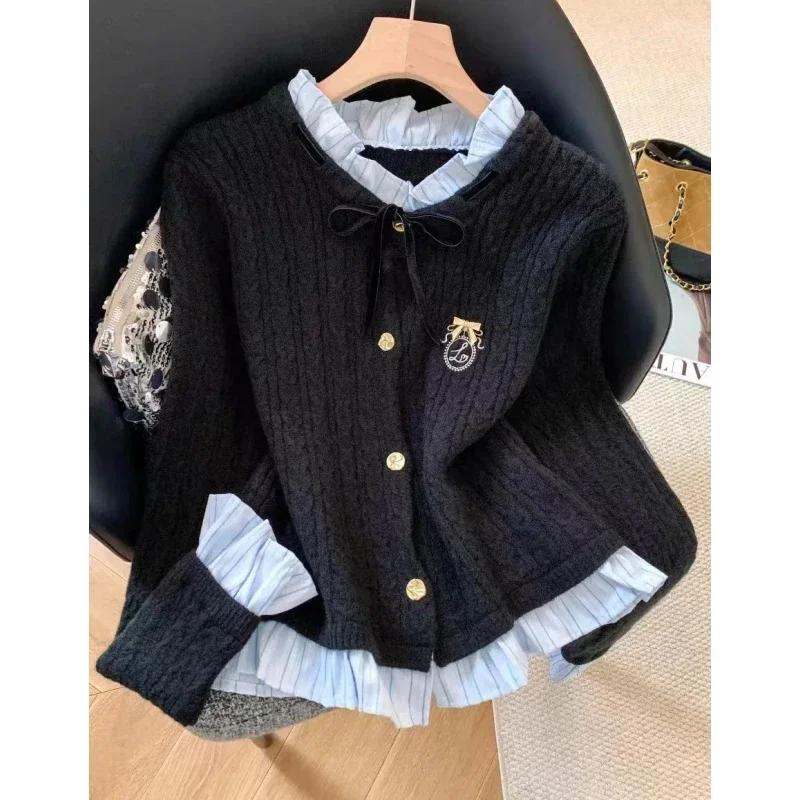 Spring Autumn Women Graceful Preppy Style Sweater Shirts Patchwork Tops Lady Fashion Sweet Bowknot Knit Blouse 2026 New Clothing
Spring Autumn Women Graceful Preppy Style Sweater Shirts Patchwork Tops Lady Fashion Sweet Bowknot Knit Blouse 2026 New Clothing