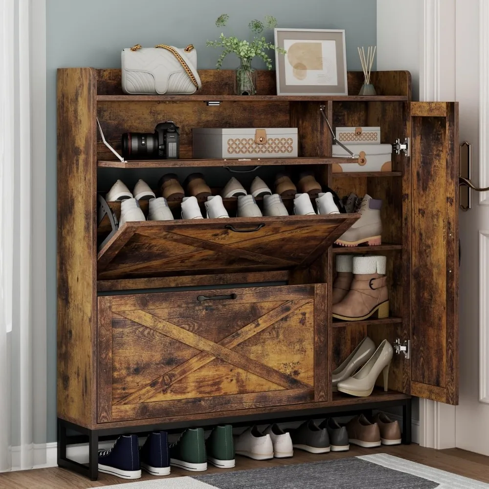 Shoe Storage Cabinet, Free Standing Shoe Organizer with 2 Flip Drawers, Shoe Rack with Adjustable Side Cabinet,livingroom
Shoe Storage Cabinet, Free Standing Shoe Organizer with 2 Flip Drawers, Shoe Rack with Adjustable Side Cabinet,livingroom