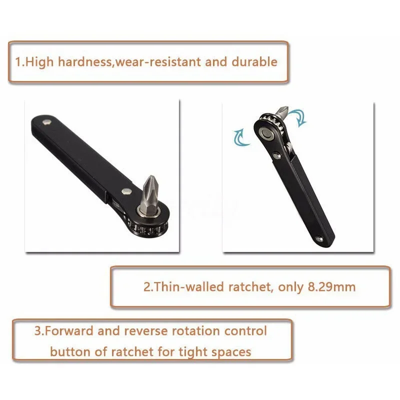 Disassemble Ratchet Screwdriver DIY Kit Gadget 10 in 1 Mini Right Offset Handheld Angle Convenient Socket Tools
Disassemble Ratchet Screwdriver DIY Kit Gadget 10 in 1 Mini Right Offset Handheld Angle Convenient Socket Tools
