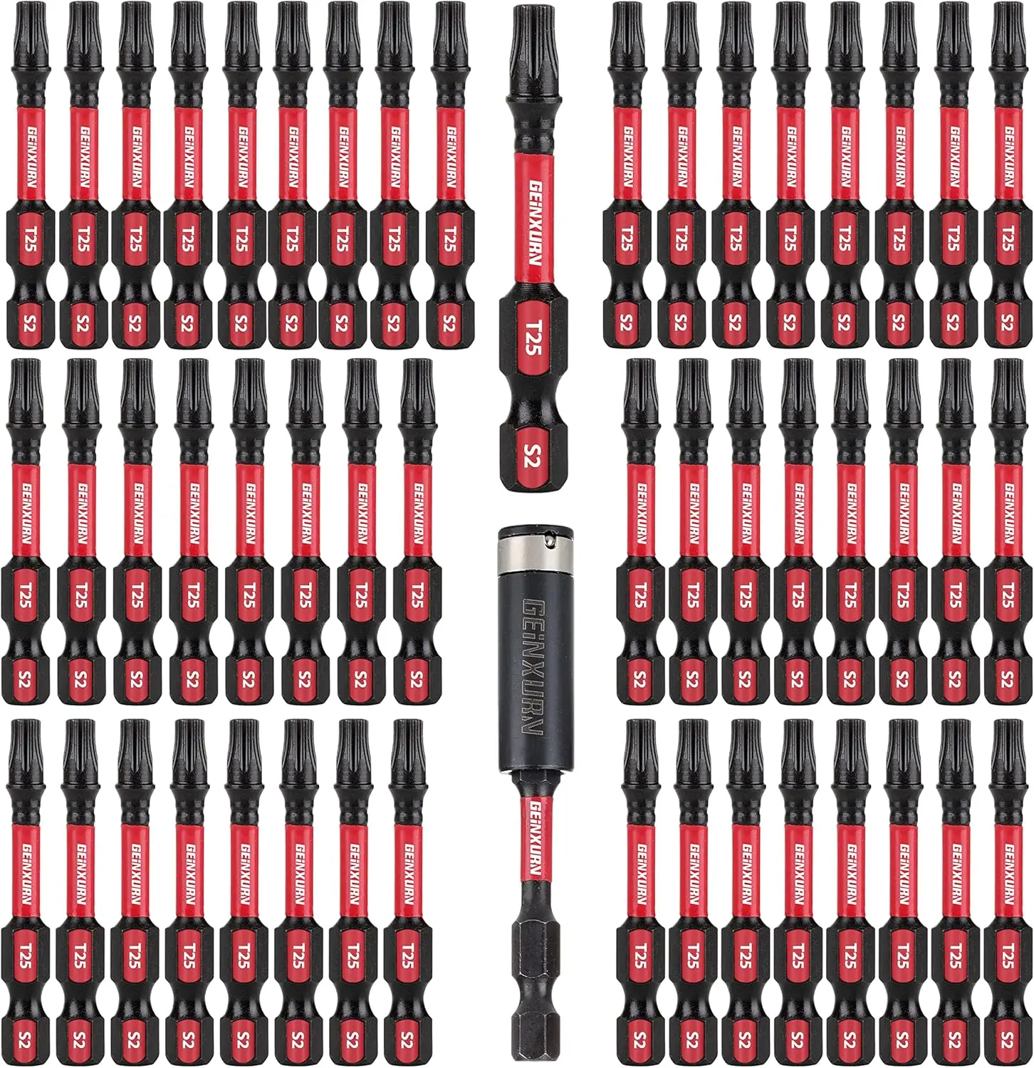 50 Pcs T25 2-Inch Impact Tough Magnetic Torx Bits, S2 Steel Screwdriver Set with Holder
50 Pcs T25 2-Inch Impact Tough Magnetic Torx Bits, S2 Steel Screwdriver Set with Holder