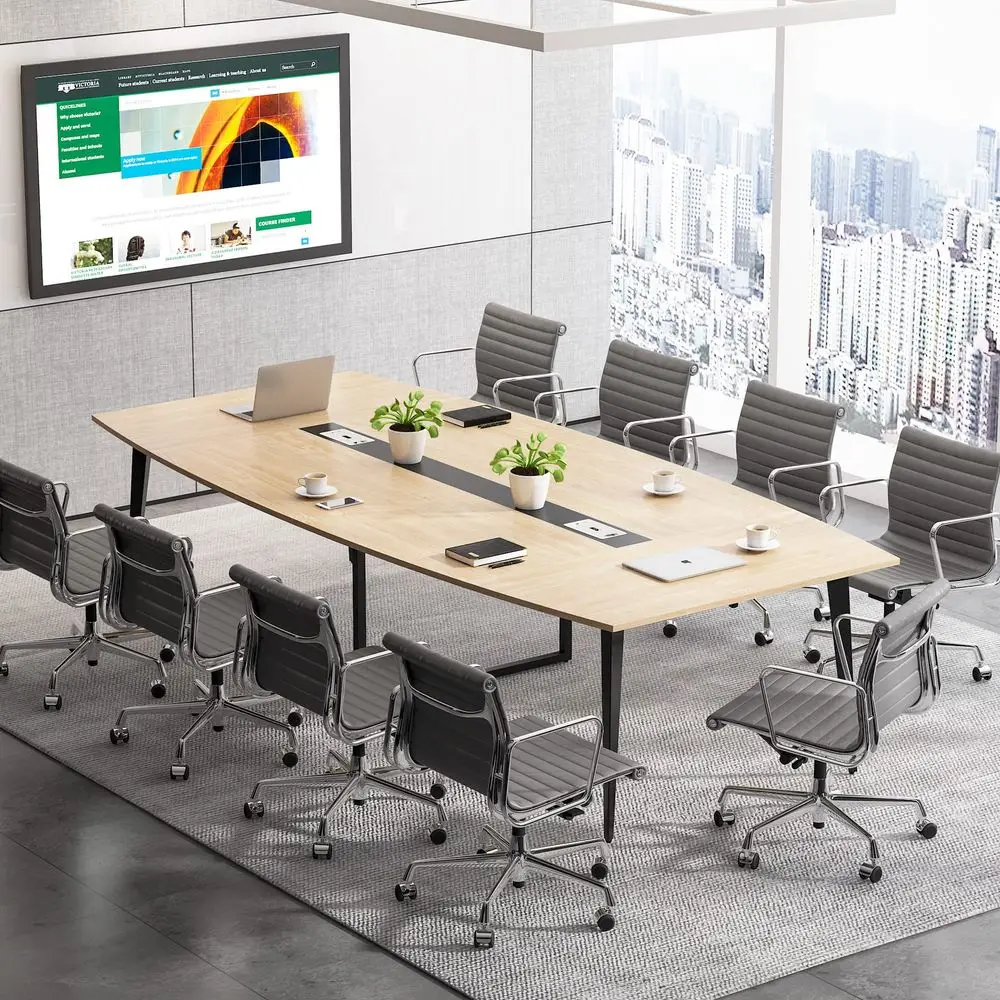 8FT Conference Table, 94.48L x 47.24W x 29.52H Inches Large Boat Shaped Meeting Seminar Table with Cable Grommets, Modern Confe
8FT Conference Table, 94.48L x 47.24W x 29.52H Inches Large Boat Shaped Meeting Seminar Table with Cable Grommets, Modern Confe