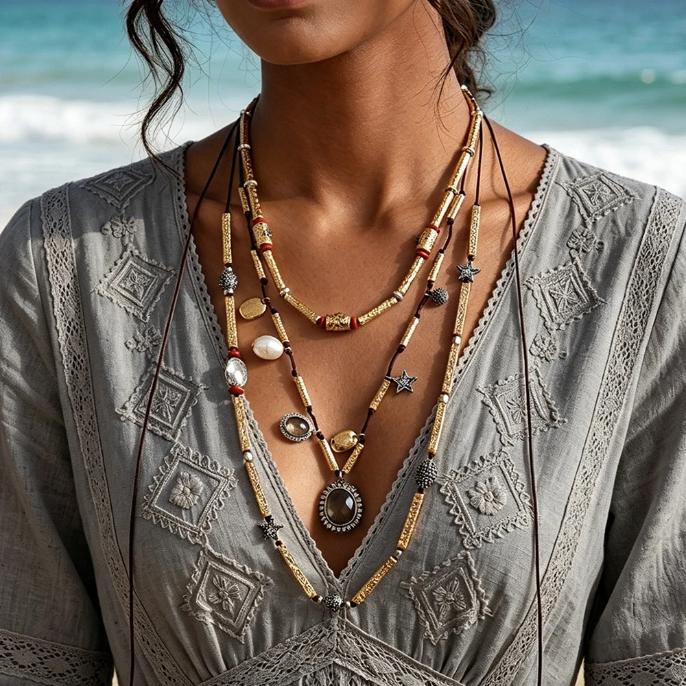 ZAAA Vintage Long LeatherRope Chains Gold Metal Chains Oval Pendant Necklaces for Women Bohemian Multi-Layered Jewelry Neck Gift
ZAAA Vintage Long LeatherRope Chains Gold Metal Chains Oval Pendant Necklaces for Women Bohemian Multi-Layered Jewelry Neck Gift