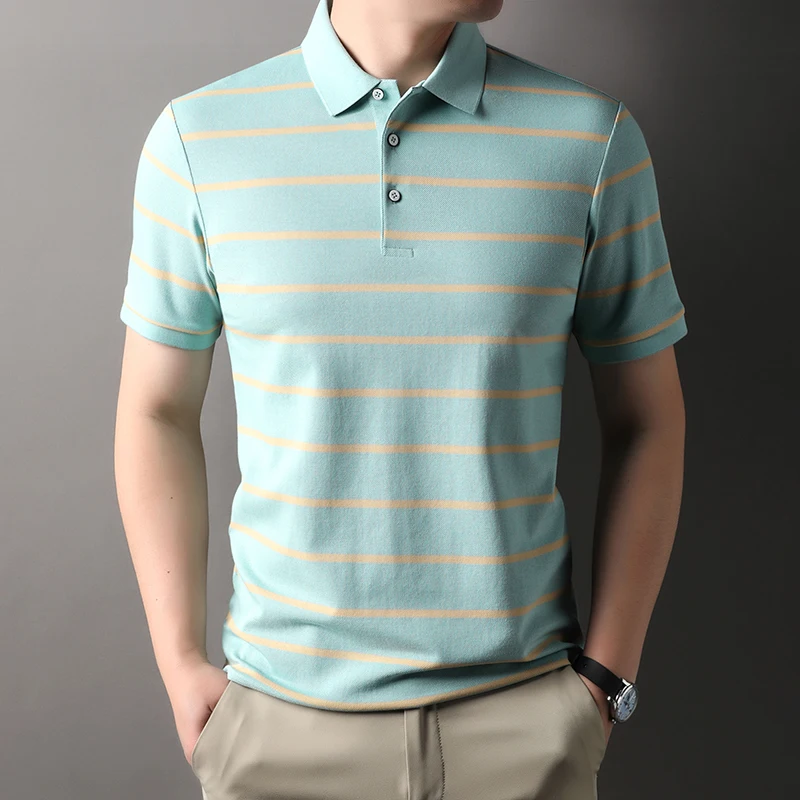 High Quality Men Cotton Tops 2025 Summer Classic Stripes Business Clothes Short Sleeve Polos Male Formal Striped Shirts
High Quality Men Cotton Tops 2025 Summer Classic Stripes Business Clothes Short Sleeve Polos Male Formal Striped Shirts