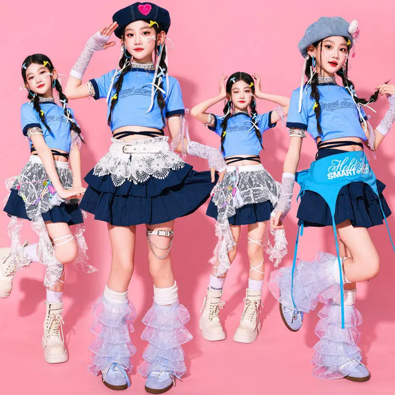 Girl Jazz Dance Clothes Kpop Stage Outfit Children Performance Clothing Crop Top Navy Blue Skirt Runways Show Clothes AMY3806
Girl Jazz Dance Clothes Kpop Stage Outfit Children Performance Clothing Crop Top Navy Blue Skirt Runways Show Clothes AMY3806