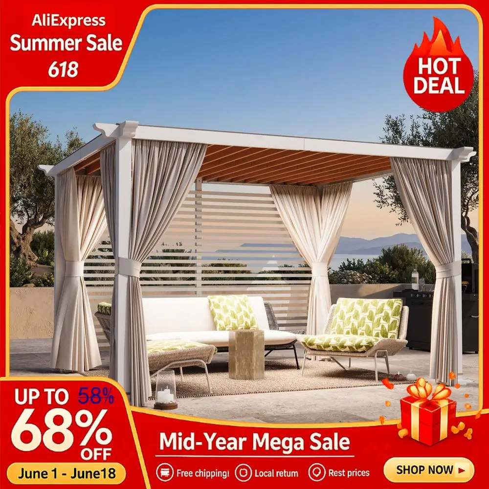 Shade Open Sky 10x12 Outdoor Pergola Cabana with Trellis Roof, Heavy Duty Metal Pergola Gazebo with Privacy Curtains amp Custom
Shade Open Sky 10x12 Outdoor Pergola Cabana with Trellis Roof, Heavy Duty Metal Pergola Gazebo with Privacy Curtains amp Custom