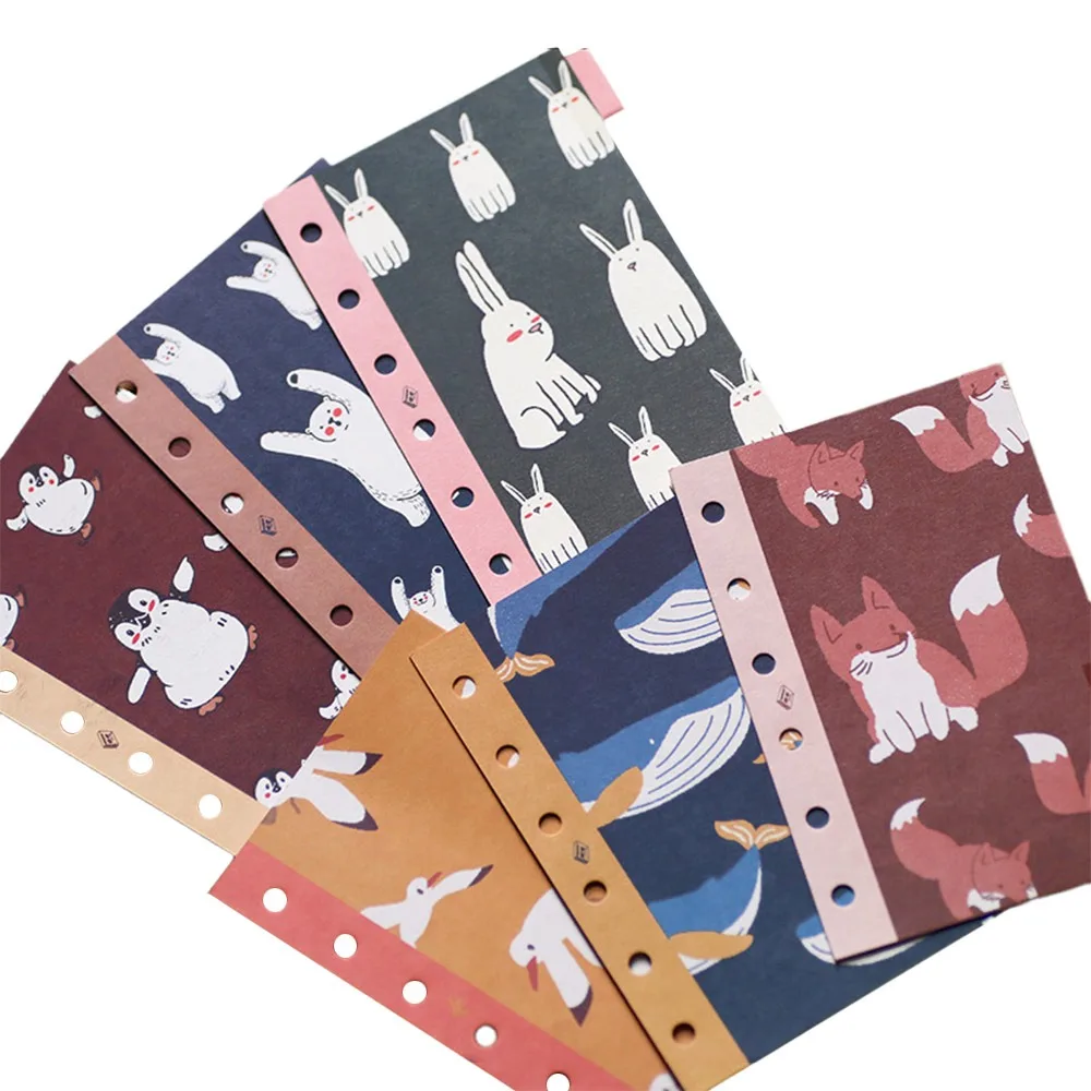 6PCS A5/A6/A7 Index Pages Cartoon Animal Loose Leaf Dividers 6 Holes Multicolor Internal Page Classification Insert Paper
6PCS A5/A6/A7 Index Pages Cartoon Animal Loose Leaf Dividers 6 Holes Multicolor Internal Page Classification Insert Paper