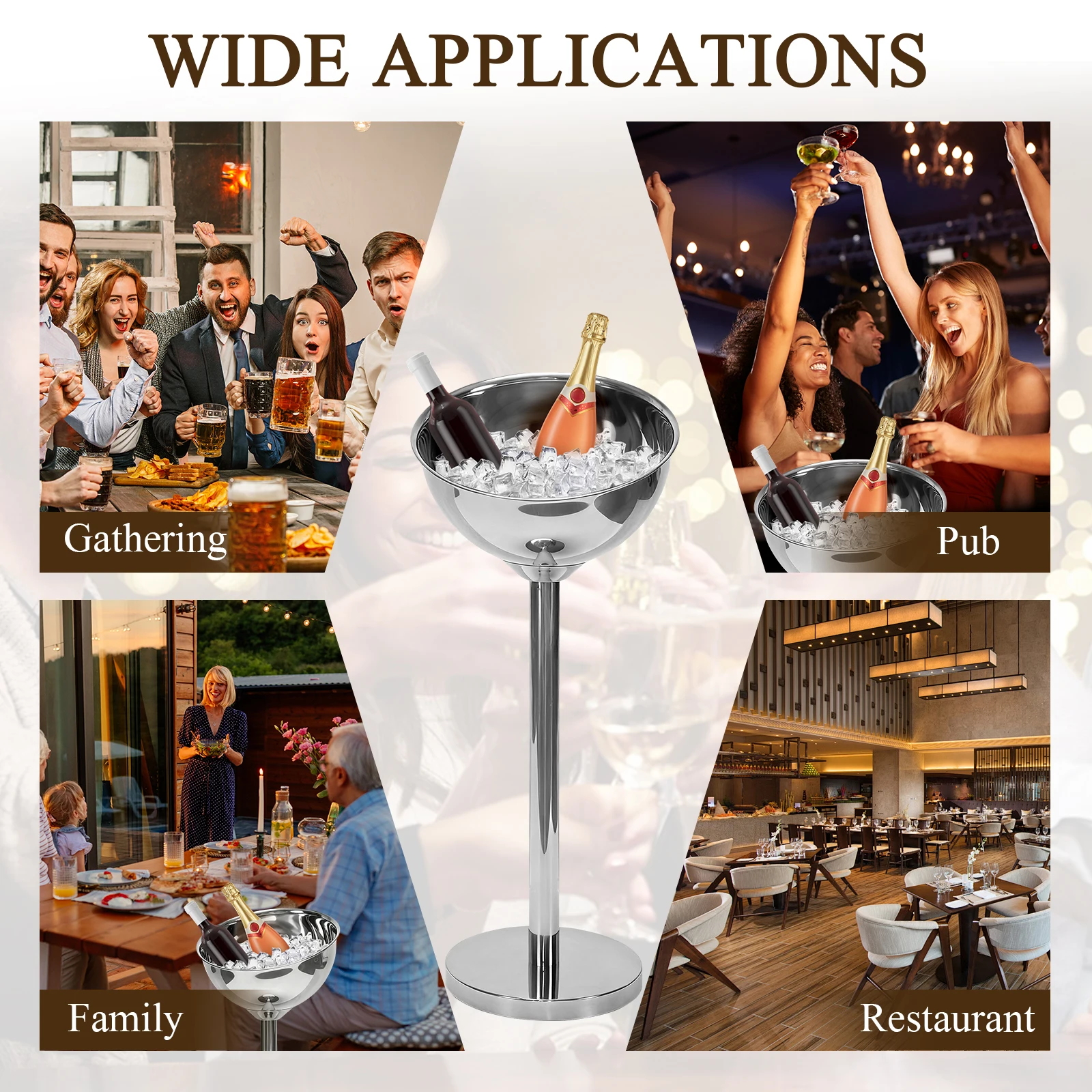 Ice Bucket with Stand Stainless Steel Champagne Wine Bucket Champagne Bucket for KTV Restaurants
Ice Bucket with Stand Stainless Steel Champagne Wine Bucket Champagne Bucket for KTV Restaurants