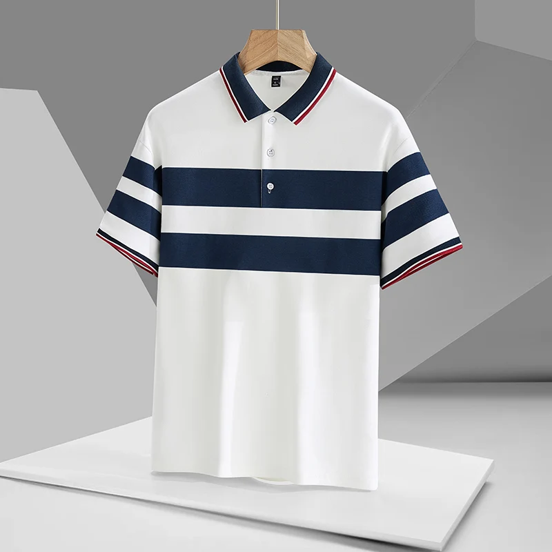 Trend Versatile summer Men's Turn-down Collar Striped Contrast color Simplicity fashion Loose short Sleeve Polo Shirts Tops
Trend Versatile summer Men's Turn-down Collar Striped Contrast color Simplicity fashion Loose short Sleeve Polo Shirts Tops