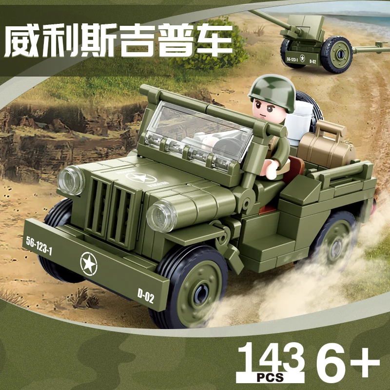 Sluban 143pcs Military World War Ii American Willys Jeep Car Army Normandy Landing Building Blocks Educational Toys for Children
Sluban 143pcs Military World War Ii American Willys Jeep Car Army Normandy Landing Building Blocks Educational Toys for Children