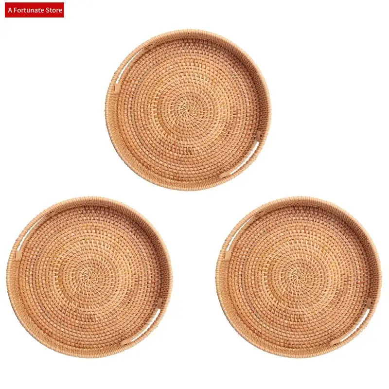 3X Round Rattan Woven Serving Tray With Handles Ottoman Tray For Breakfast, Drinks, Snack For Coffee Table Decorative-A78G
3X Round Rattan Woven Serving Tray With Handles Ottoman Tray For Breakfast, Drinks, Snack For Coffee Table Decorative-A78G