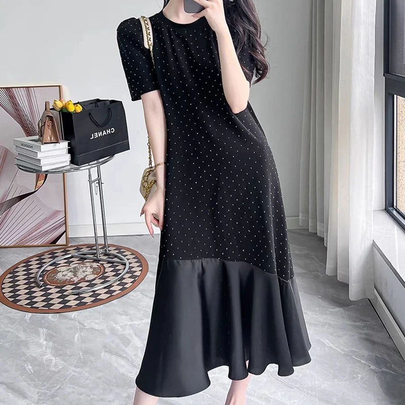 Fashion O-Neck Spliced Diamonds Puff Sleeve Casual Dresses Women's Clothing 2025 Summer New Loose Korean Short Sleeve Dresses
Fashion O-Neck Spliced Diamonds Puff Sleeve Casual Dresses Women's Clothing 2025 Summer New Loose Korean Short Sleeve Dresses