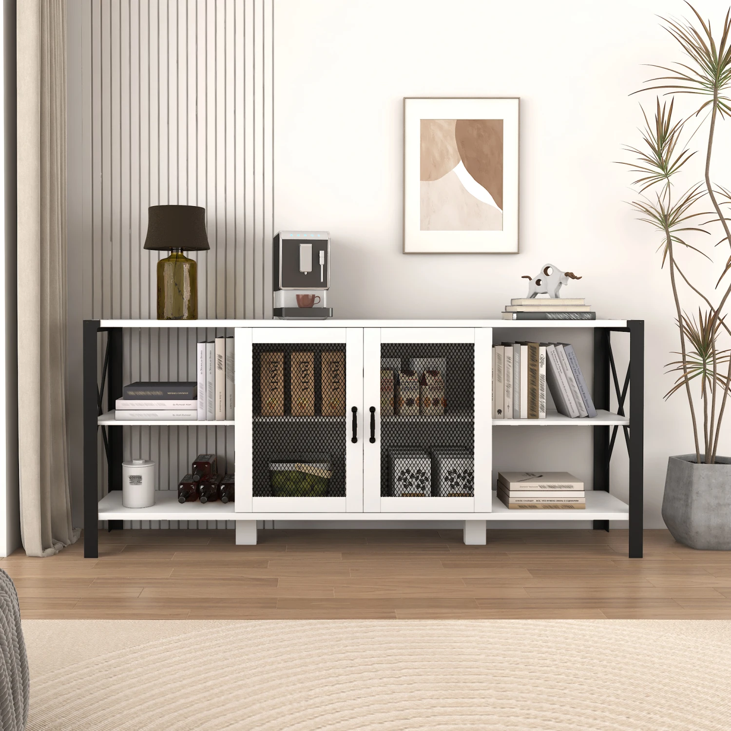 Industrial Farmhouse TV Stand for Living Room, 80 Inch Modern Wood & Metal Bookshelf
Industrial Farmhouse TV Stand for Living Room, 80 Inch Modern Wood & Metal Bookshelf