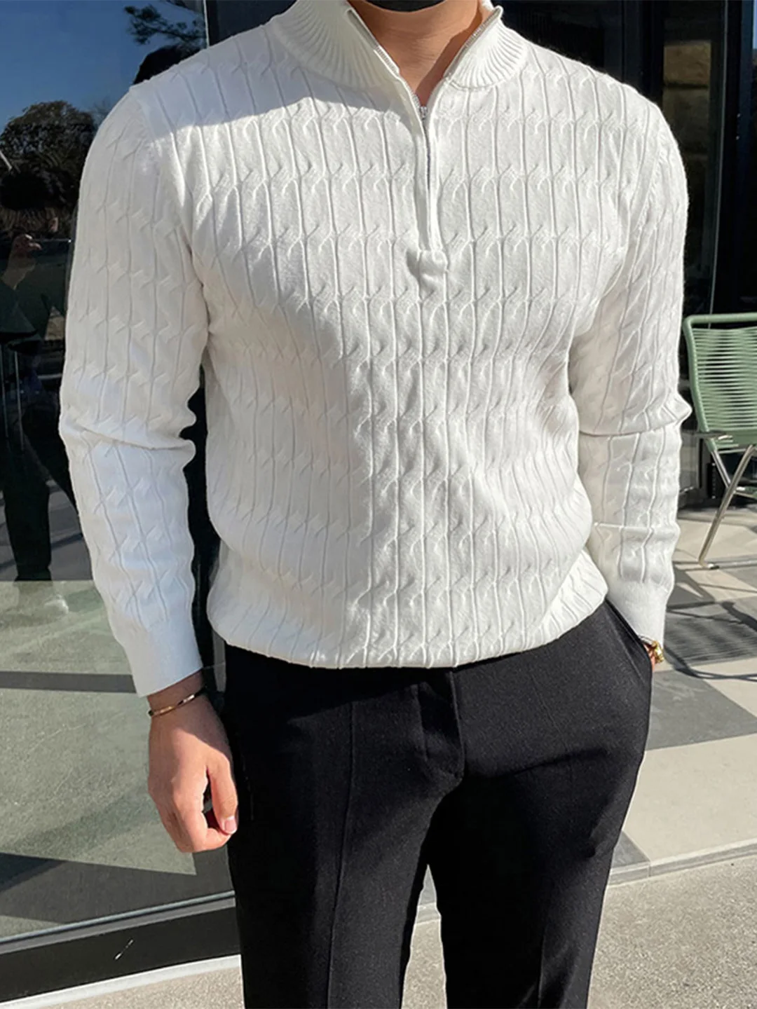 Korean Sle Zipper Knitted Long Sve f High Collar Men's Sweater Casual Lazy Sle Polyester Fiber Knitwear Coat
Korean Sle Zipper Knitted Long Sve f High Collar Men's Sweater Casual Lazy Sle Polyester Fiber Knitwear Coat