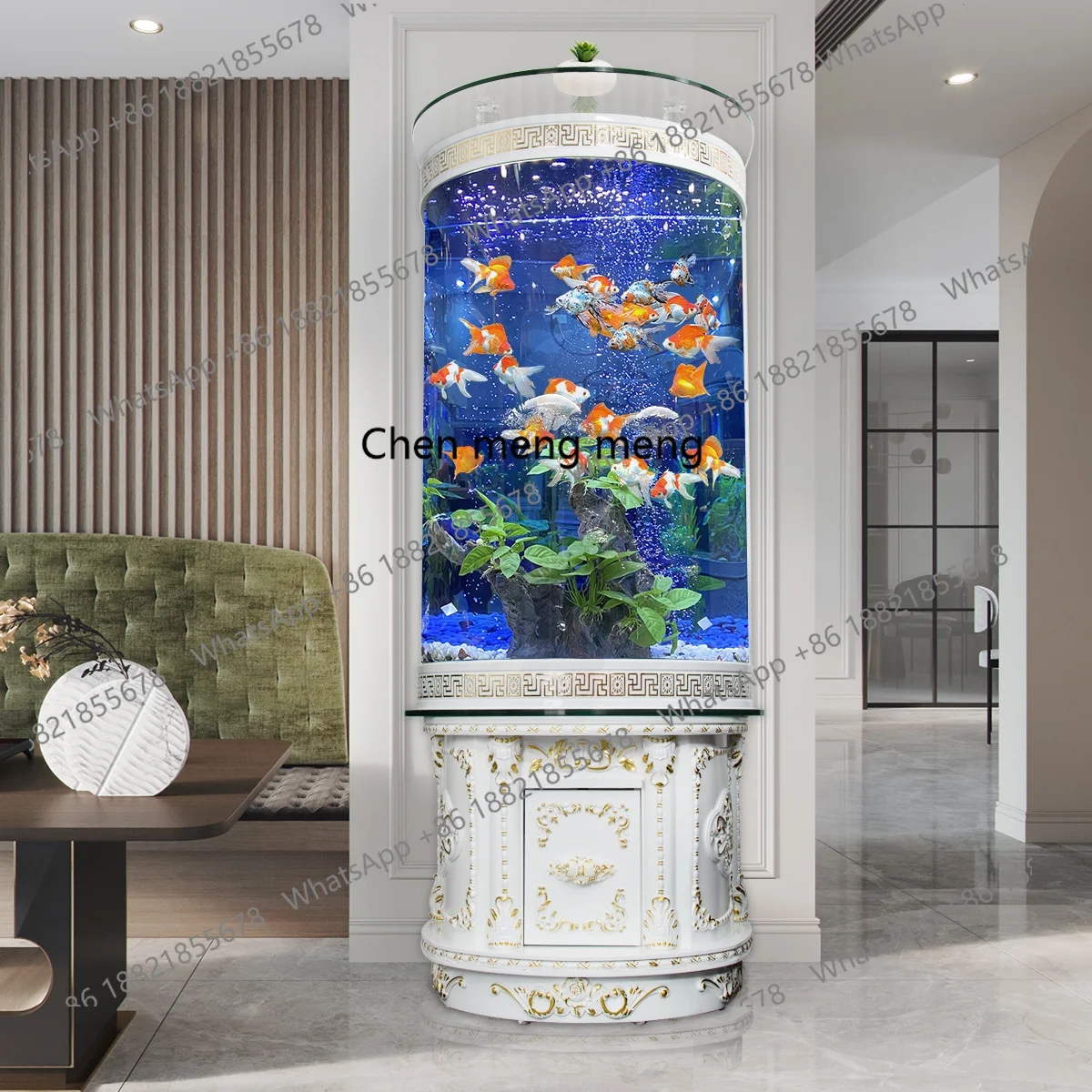 Semicircular large household fish tank floor-to-ceiling glass ecological water-free, turtle tank landscaping against the wall
Semicircular large household fish tank floor-to-ceiling glass ecological water-free, turtle tank landscaping against the wall