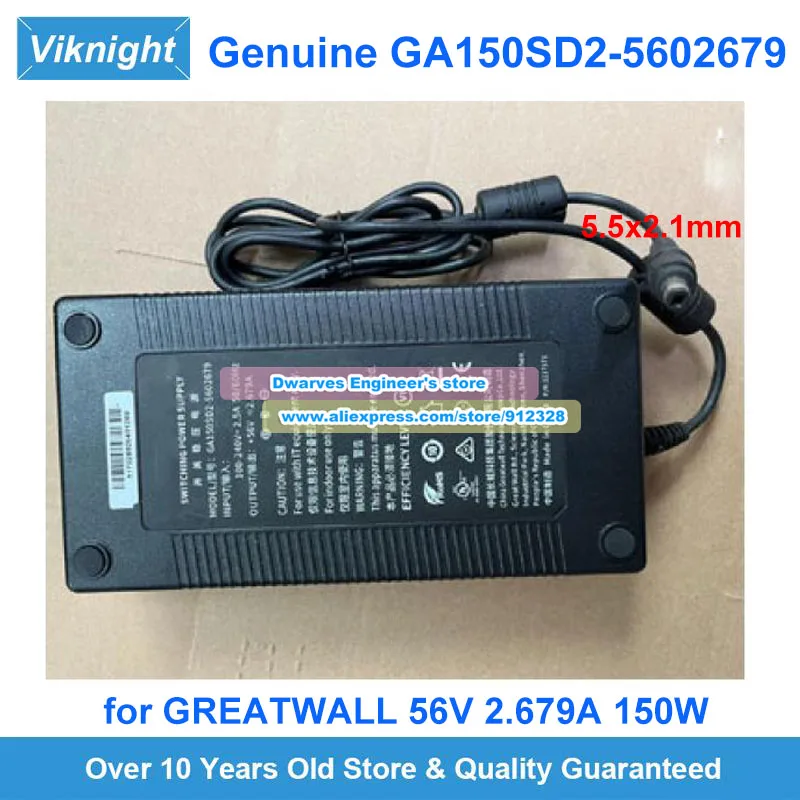 Genuine GA150SD2-5602679 AC Adapter 56V 2.679A 150W for Great Wall Switching Power Supply 5.5x2.1mm
Genuine GA150SD2-5602679 AC Adapter 56V 2.679A 150W for Great Wall Switching Power Supply 5.5x2.1mm
