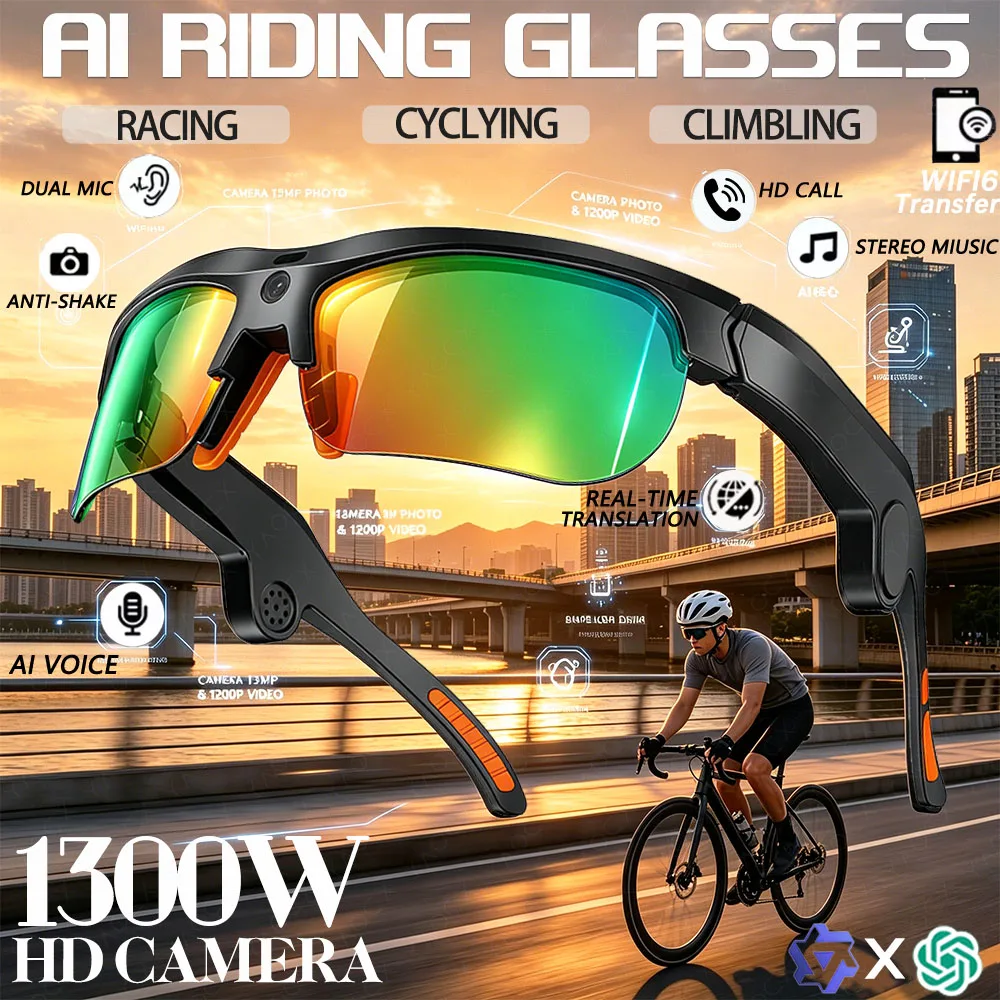 2026 New Cycling Smart Glasses 13MP Pixel Anti-shake HD Camera 1080P Shooting Video AI Assisant Real Time Translation Glasses
2026 New Cycling Smart Glasses 13MP Pixel Anti-shake HD Camera 1080P Shooting Video AI Assisant Real Time Translation Glasses