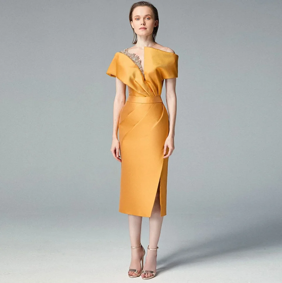 Dress for Women ball Neck Sheath Mother of the Bride Cap Sleeves Tea Length Wedding Event Gold Satin Formal
Dress for Women ball Neck Sheath Mother of the Bride Cap Sleeves Tea Length Wedding Event Gold Satin Formal