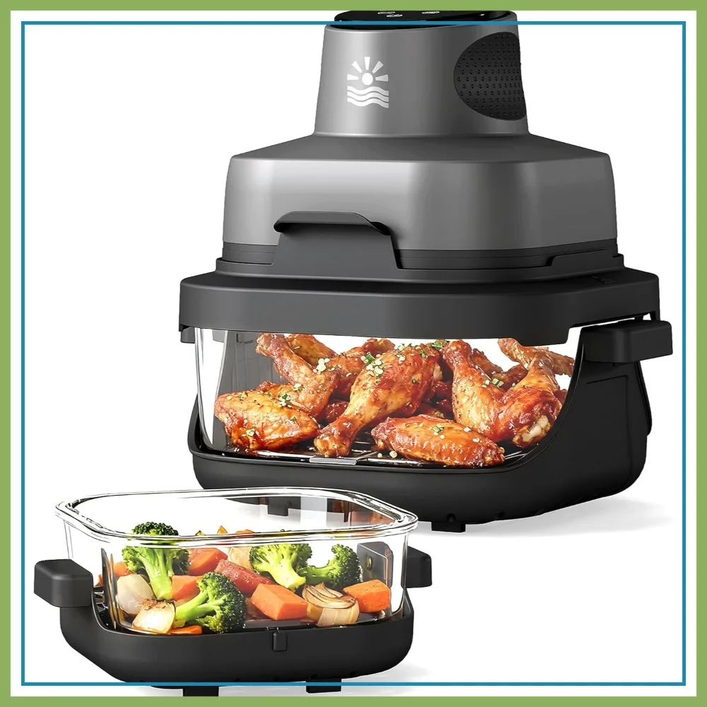 4-in-1 Glass Air Fryer 1500W 400°F Dual Containers 4.2QT 1.6QT Bake Crisp Healthy
4-in-1 Glass Air Fryer 1500W 400°F Dual Containers 4.2QT 1.6QT Bake Crisp Healthy