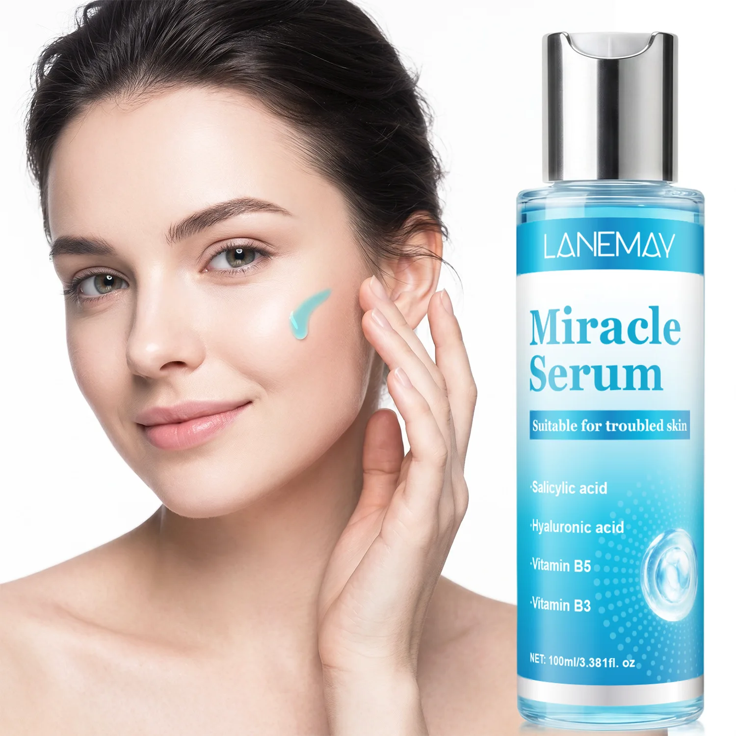 Miracle Serum for Troubled Skin, 100ml, with Salicylic Acid, Niacinamide, Hyaluronic Acid & B5, Clarifying, Hydrating & Smoothin
Miracle Serum for Troubled Skin, 100ml, with Salicylic Acid, Niacinamide, Hyaluronic Acid & B5, Clarifying, Hydrating & Smoothin
