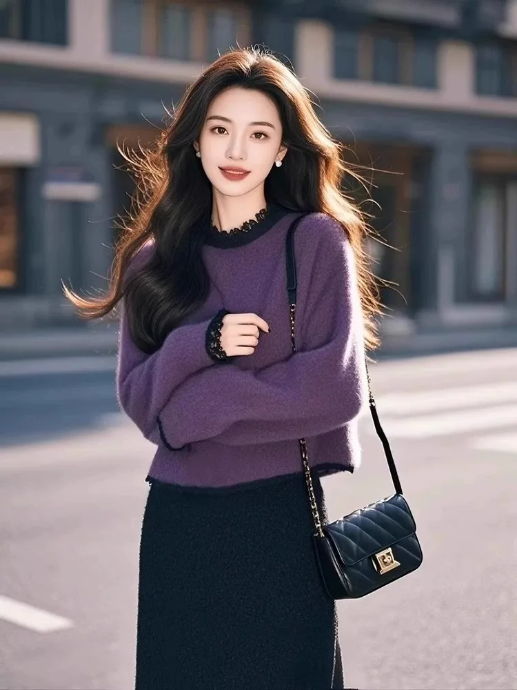 Unique Korean Sle Lace Splice ort Purple Sweater Women's Winter Large Size Knitted Top for plus Size Women Commute Sle ...
Unique Korean Sle Lace Splice ort Purple Sweater Women's Winter Large Size Knitted Top for plus Size Women Commute Sle ...