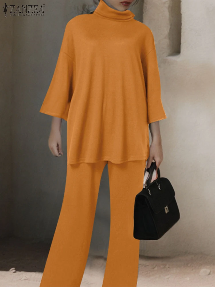 ZANZEA Women 2 Pieces Set 2024 Casual Solid High Collar 3/4 Sleeve Tops Wide Leg Long Pants Fashion Spring Winter Trousers Suit
ZANZEA Women 2 Pieces Set 2024 Casual Solid High Collar 3/4 Sleeve Tops Wide Leg Long Pants Fashion Spring Winter Trousers Suit