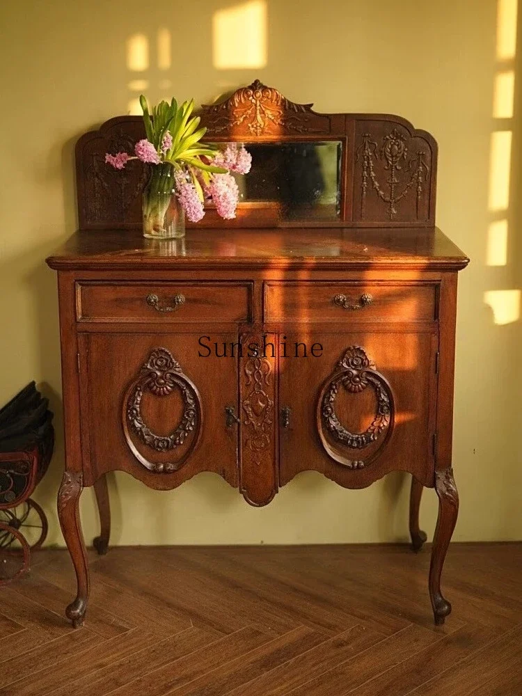 Classical French log porch dresser solid wood carving flower storage locker FT
Classical French log porch dresser solid wood carving flower storage locker FT