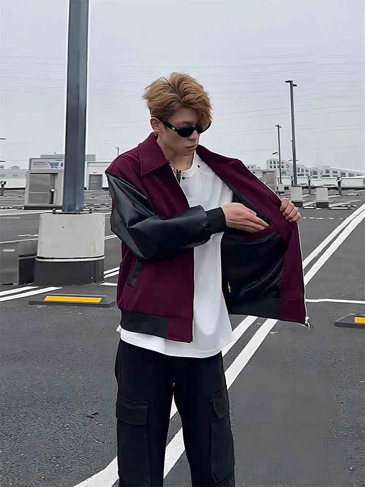 Красно-черная мужская шерстяная куртка с контрастными вставками, весенне-осенняя, с отложным воротником, в бейсбольном стиле, стильная и эффектная
Красно-черная мужская шерстяная куртка с контрастными вставками, весенне-осенняя, с отложным воротником, в бейсбольном стиле, стильная и эффектная