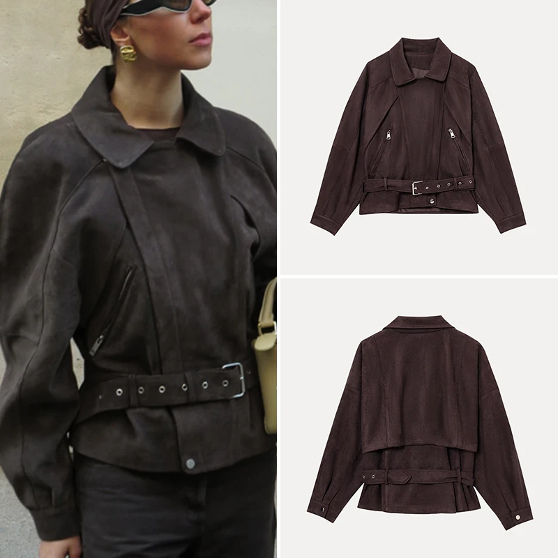 Весна 2024, женское мотоциклетное замшевое пальто с поясом, универсальное уличное пальто из полиэфирного волокна, обычная длина
Весна 2024, женское мотоциклетное замшевое пальто с поясом, универсальное уличное пальто из полиэфирного волокна, обычная длина