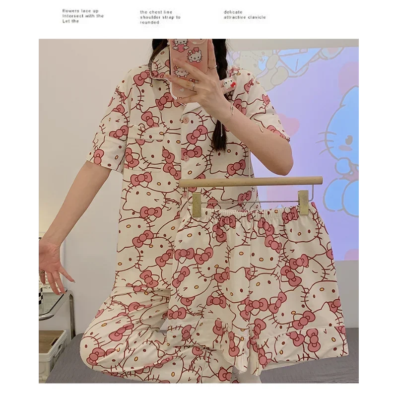 Anime Sanrio Short Pajamas Hello Kitty Kuromi Kawaii Cartoon Loose Sleepwear Pajamas Sets Short Clothes Girl Birthday Gifts
Anime Sanrio Short Pajamas Hello Kitty Kuromi Kawaii Cartoon Loose Sleepwear Pajamas Sets Short Clothes Girl Birthday Gifts