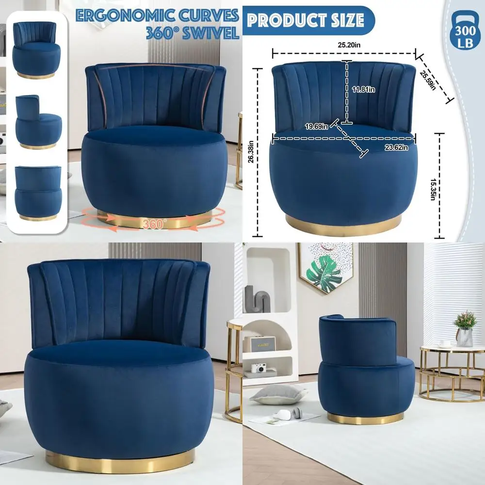 Blue Velvet Swivel Accent Chair with Round Upholstered Seat and Gold Base for Nursery, Living Room, Bedroom, Office, Waiting Roo
Blue Velvet Swivel Accent Chair with Round Upholstered Seat and Gold Base for Nursery, Living Room, Bedroom, Office, Waiting Roo