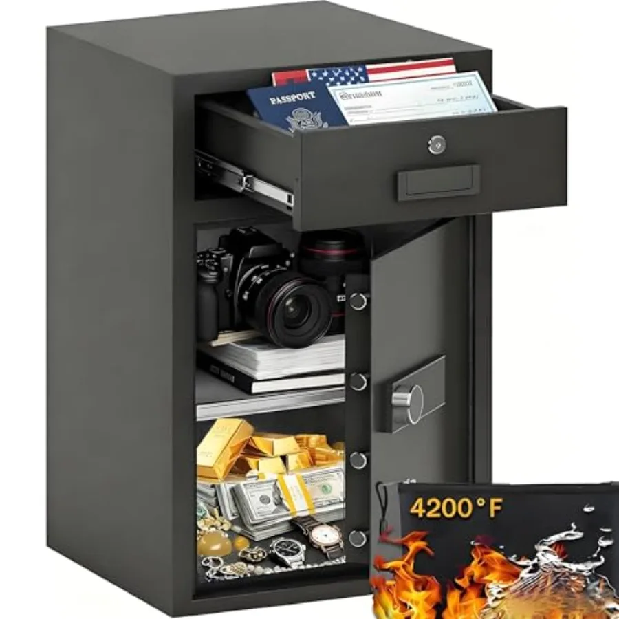 Home drawer safe box: copper-finished steel, black, silent mechanical lock with alarm, fireproof waterproof bag, 5.1 cuft capac
Home drawer safe box: copper-finished steel, black, silent mechanical lock with alarm, fireproof waterproof bag, 5.1 cuft capac
