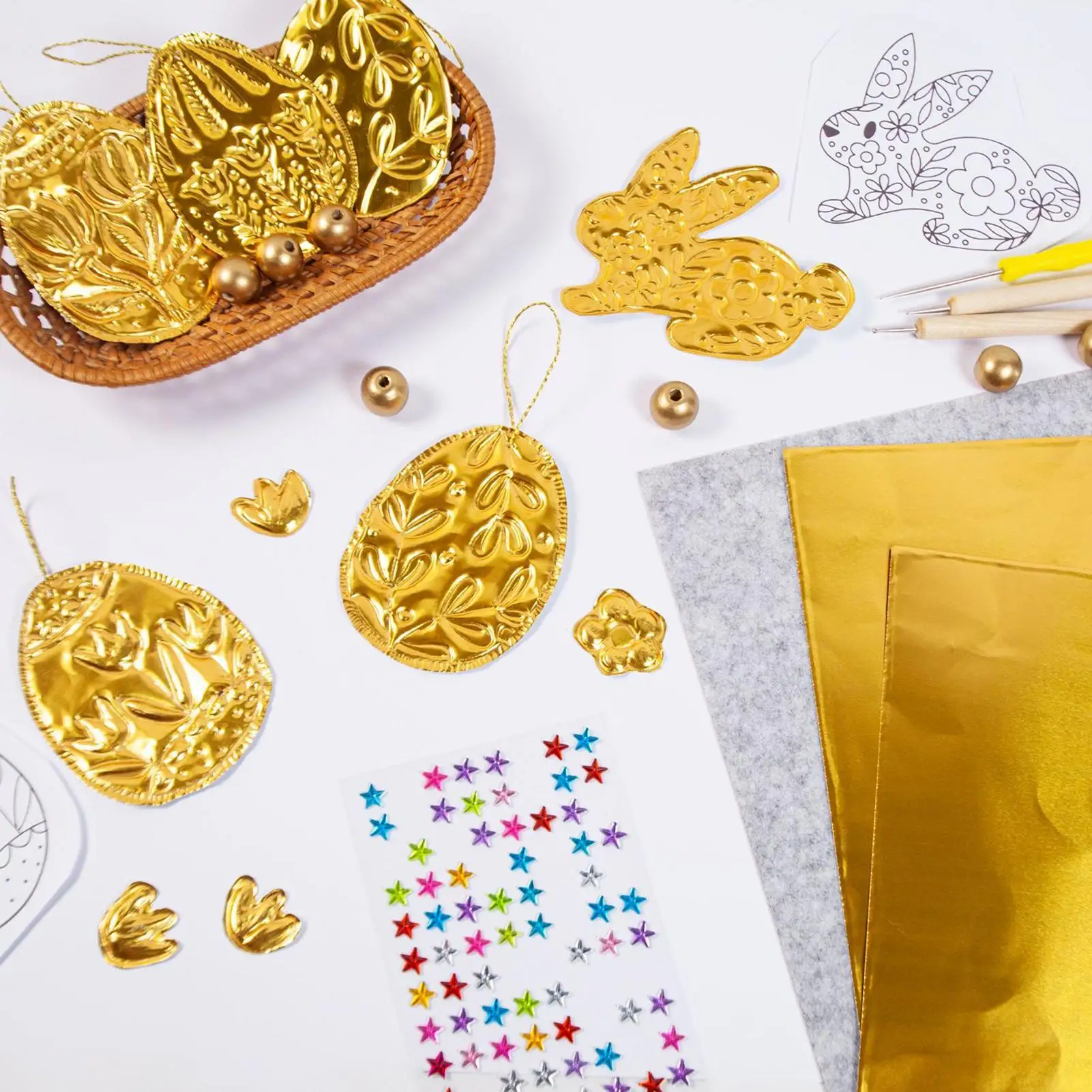 Foil Embossing Tool Set Bunny Egg Flower Motif Aluminum Foil Sheets Embossing Set For All Ages Classroom Home Decor Holiday
Foil Embossing Tool Set Bunny Egg Flower Motif Aluminum Foil Sheets Embossing Set For All Ages Classroom Home Decor Holiday