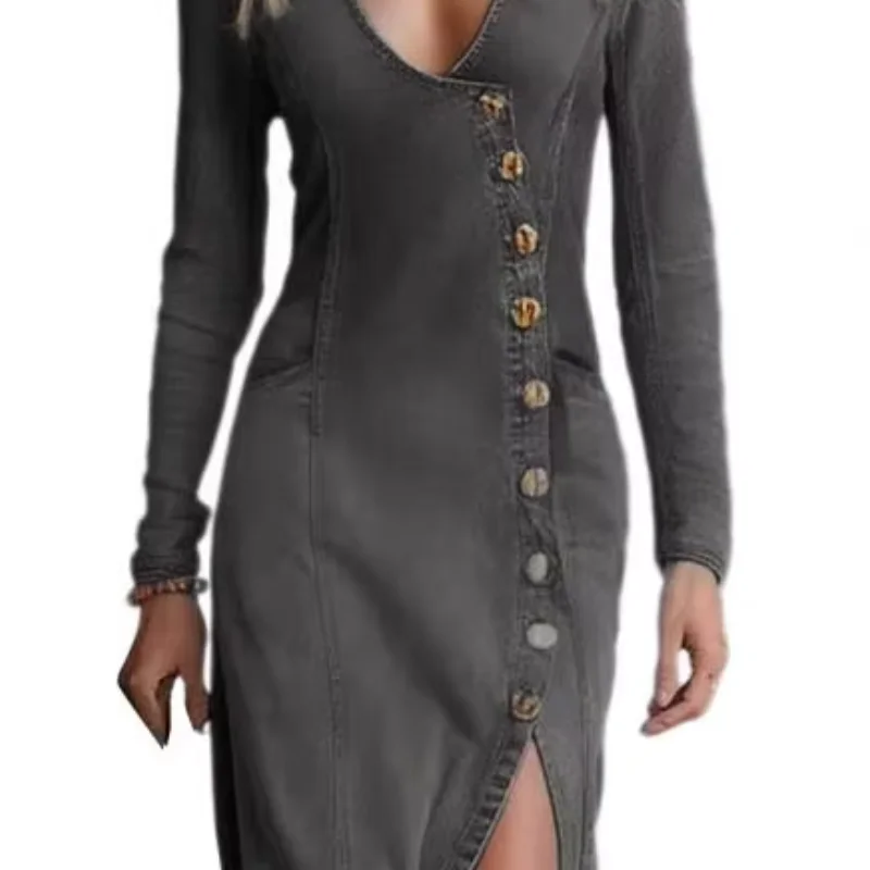 Women's Sexy Denim Dress,Soft Fabric Retro Style V Neck Dress,Comfortable Casual Cowgirl Bodycon Jean Maxi Dress
Women's Sexy Denim Dress,Soft Fabric Retro Style V Neck Dress,Comfortable Casual Cowgirl Bodycon Jean Maxi Dress