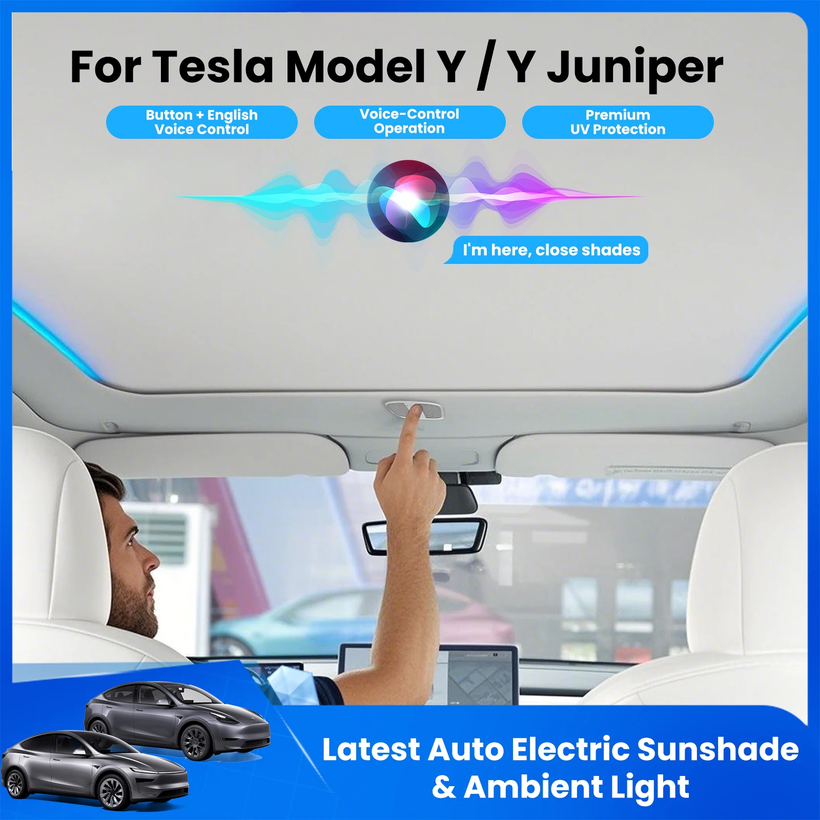 New Button Voice Control Electric Sunshade for Tesla Model Y Ambient Light Roof Visor New Y Juniper Sunroof Sun Shade UV Protect
New Button Voice Control Electric Sunshade for Tesla Model Y Ambient Light Roof Visor New Y Juniper Sunroof Sun Shade UV Protect