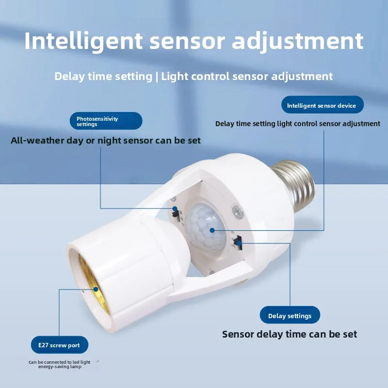 Human Body Infrared Induction Conversion Lamp Holder Wiring-free E27 Screw Radar Adjustment Induction Lamp Holder
Human Body Infrared Induction Conversion Lamp Holder Wiring-free E27 Screw Radar Adjustment Induction Lamp Holder