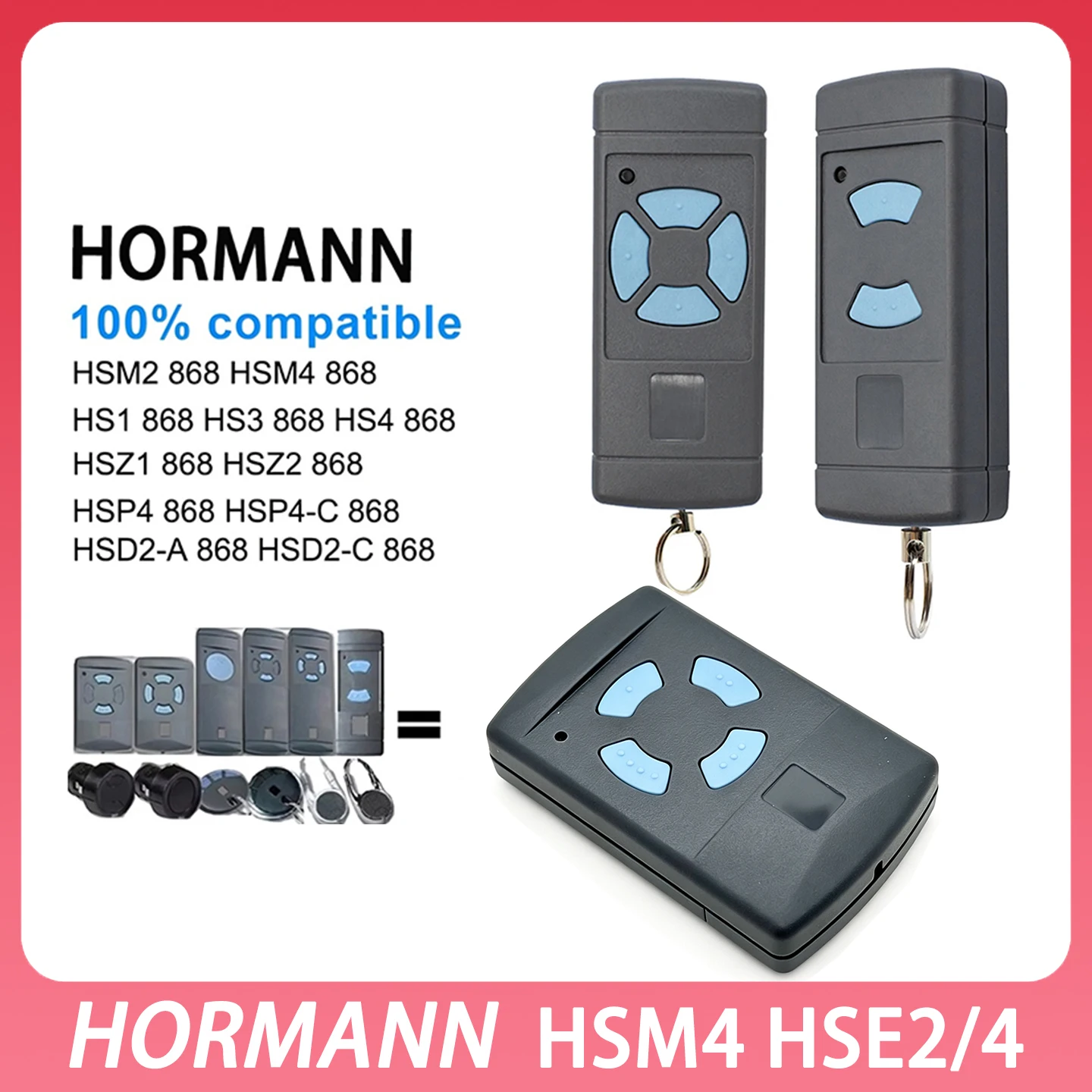 HORMANN HSM4 HSE2 HSE4 868MHz Gate Door Remote Control Compatible With HSM2 HS2 HS4 868 Blue Button Transmitter Garage Opener
HORMANN HSM4 HSE2 HSE4 868MHz Gate Door Remote Control Compatible With HSM2 HS2 HS4 868 Blue Button Transmitter Garage Opener