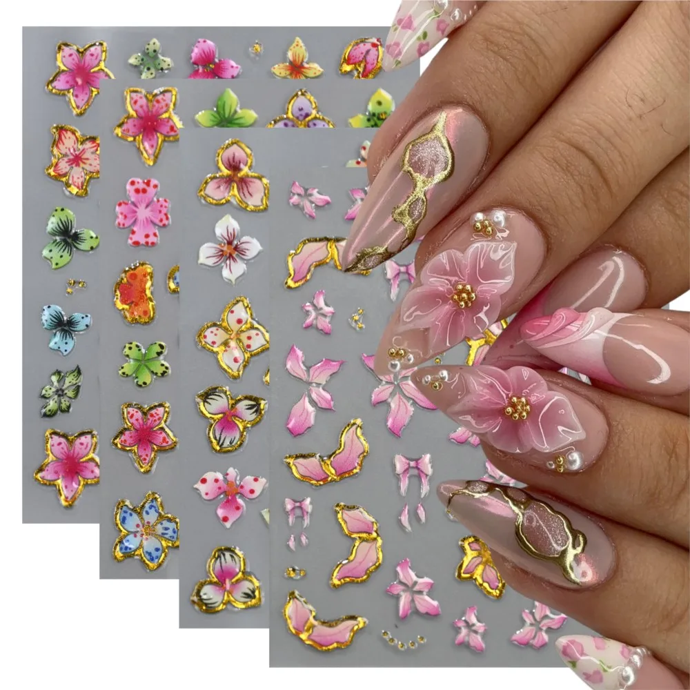 4Pcs 5D Spring Sakura Nail Art Stickers Relief Cherry Blossom Flower Gold Trim Decals Self Adhesive Sliders Manicure Decoration
4Pcs 5D Spring Sakura Nail Art Stickers Relief Cherry Blossom Flower Gold Trim Decals Self Adhesive Sliders Manicure Decoration