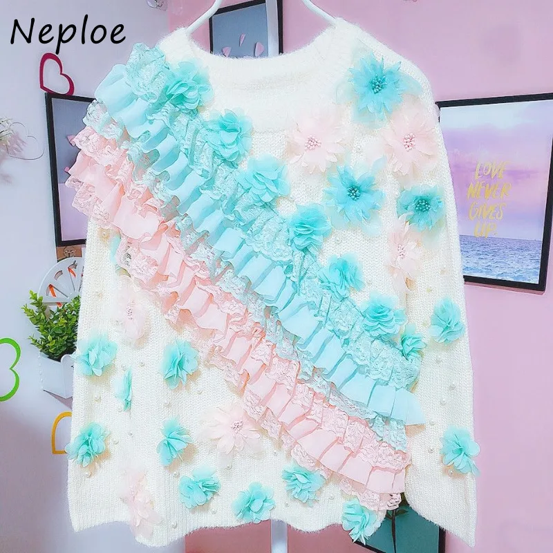 Neploe Autumn Winter New Mesh Patchwork Flower Pullovers Y2k Ruched Ruched Sweaters Mujer Oversize O-neck Long Sleeve Loose Tops
Neploe Autumn Winter New Mesh Patchwork Flower Pullovers Y2k Ruched Ruched Sweaters Mujer Oversize O-neck Long Sleeve Loose Tops