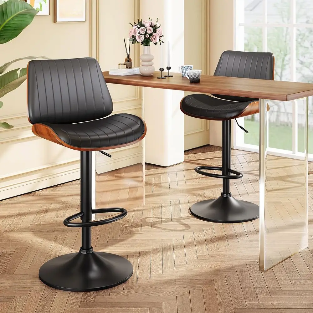 Bar Stools Set of 4, Bar Stools for Kitchen Island with Bentwood Back and Leather Seat, Swivel Barstools for Kitchen Counter, B
Bar Stools Set of 4, Bar Stools for Kitchen Island with Bentwood Back and Leather Seat, Swivel Barstools for Kitchen Counter, B