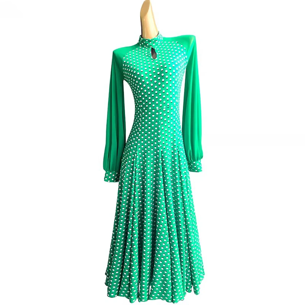 Green Polka Dot Modern Dance Dress For Women Long Sleeve High Neck Slim Fit Waltz Ballroom Practice Performance Costume
Green Polka Dot Modern Dance Dress For Women Long Sleeve High Neck Slim Fit Waltz Ballroom Practice Performance Costume