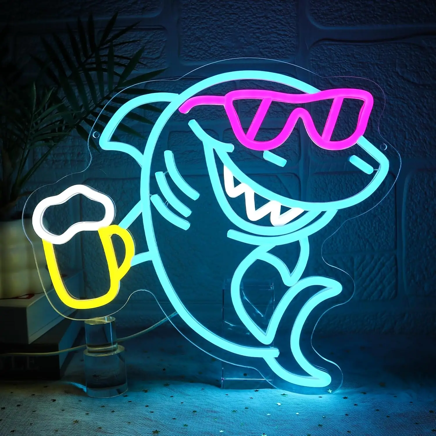 Неоновая вывеска Shark Beer: настенный светильник для бара, USB-питание, светодиодная лампа для декора в стиле прибрежного пляжа, для игровой комнаты, спальни
Неоновая вывеска Shark Beer: настенный светильник для бара, USB-питание, светодиодная лампа для декора в стиле прибрежного пляжа, для игровой комнаты, спальни