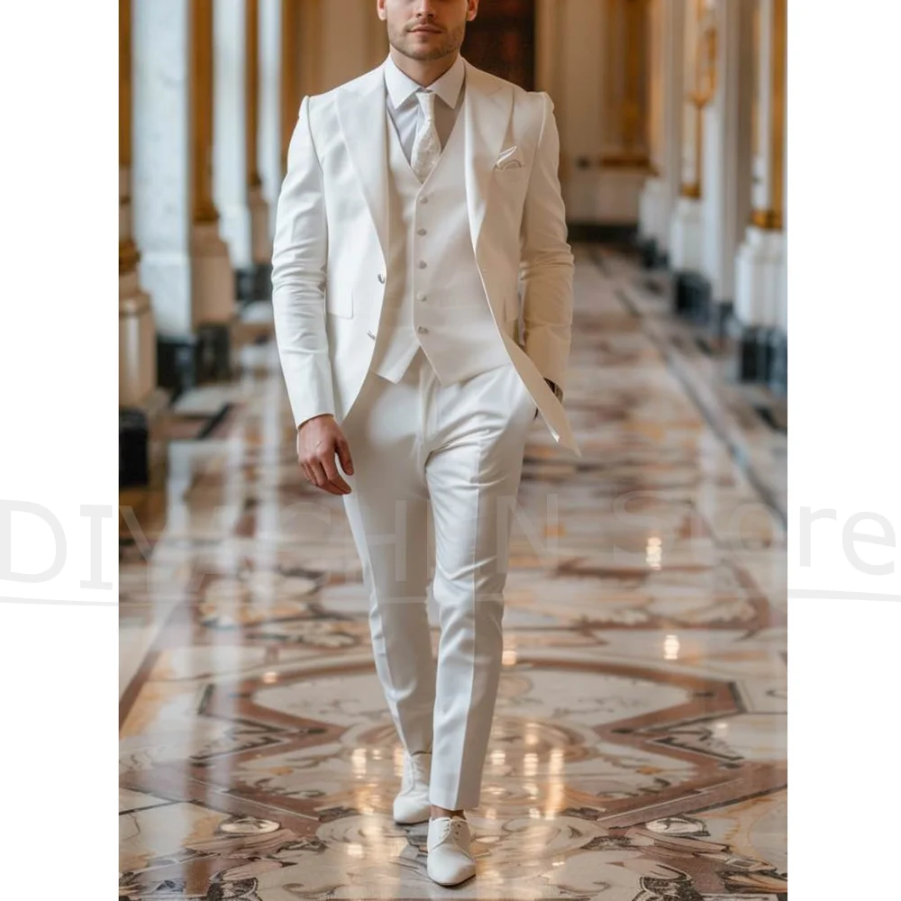 Мужской белый костюм из трех предметов (куртка + жилет + брюки), стильные формальные смокинги для свадебной вечеринки, деловой повседневный мужской костюм на заказ
Мужской белый костюм из трех предметов (куртка + жилет + брюки), стильные формальные смокинги для свадебной вечеринки, деловой повседневный мужской костюм на заказ