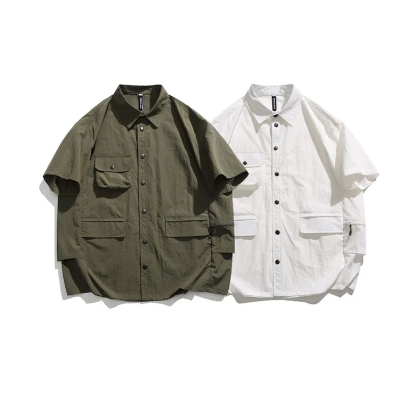 Japanese Multi Pockets Shirt Unisex Workwear Short Sleeve Blouse Men Summer Oversize Lapel Techwear Simple Cbutton Jacket
Japanese Multi Pockets Shirt Unisex Workwear Short Sleeve Blouse Men Summer Oversize Lapel Techwear Simple Cbutton Jacket