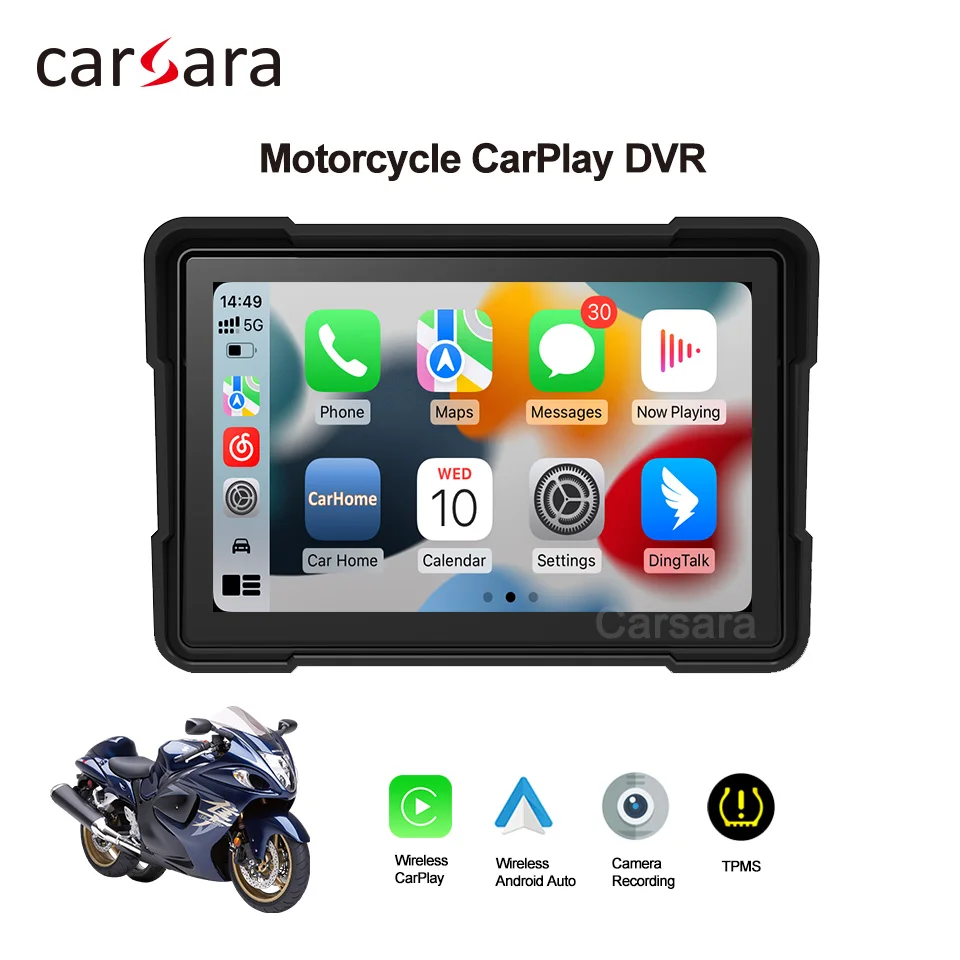 Wireless Motorcycle CarPlay Monitor Motorbike Android Auto Screen Navigation DVR Display Portable Tablet with Front Rear Camera
Wireless Motorcycle CarPlay Monitor Motorbike Android Auto Screen Navigation DVR Display Portable Tablet with Front Rear Camera