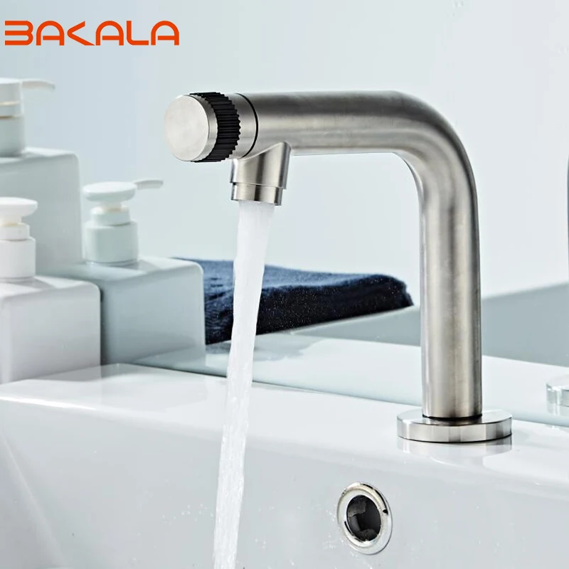 BAKALA 45°Rotation switch stainless steel Brushed Nickel Water Tap Bathroom Basin Faucets Single Cold Sink Faucets
BAKALA 45°Rotation switch stainless steel Brushed Nickel Water Tap Bathroom Basin Faucets Single Cold Sink Faucets