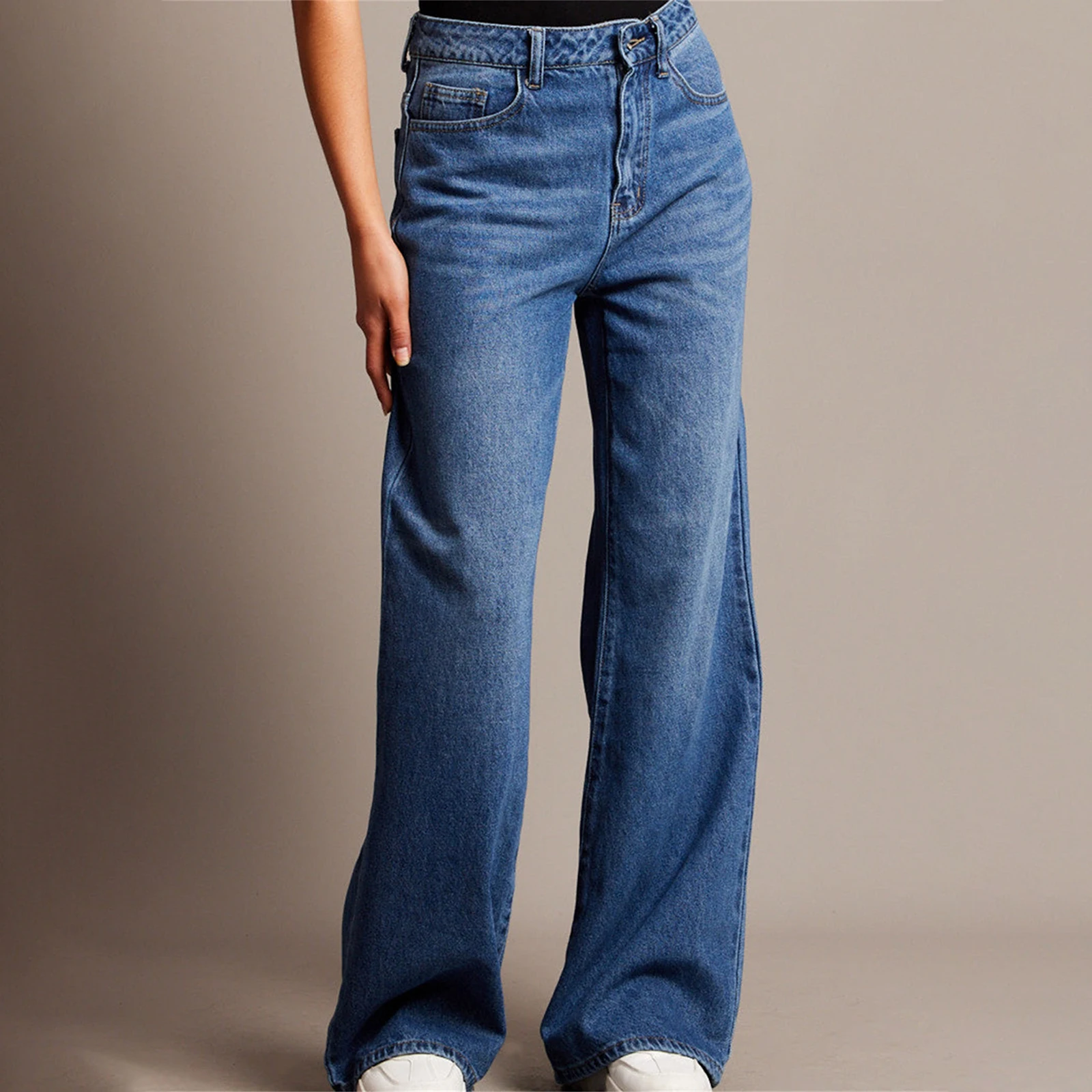 Женские весенне-летние джинсовые брюки, однотонные широкие повседневные джинсовые брюки с карманами
Женские весенне-летние джинсовые брюки, однотонные широкие повседневные джинсовые брюки с карманами
