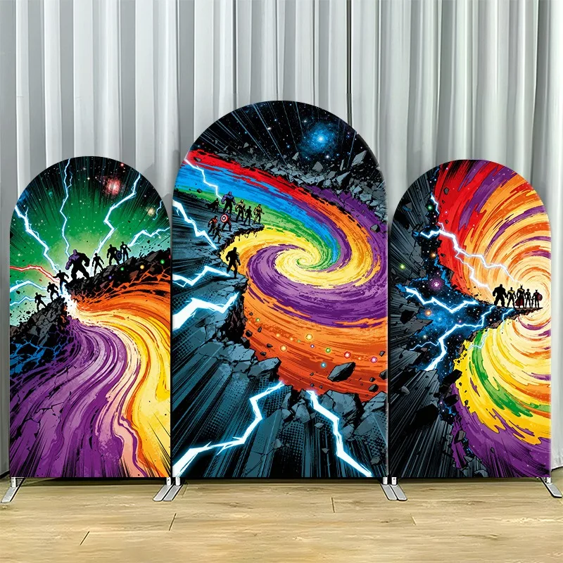Arch Backdrop Cover Single Side Cosmic Rainbow Spiral Lightning Silhouette Figures Party Decoration Photo Booth Background Props
Arch Backdrop Cover Single Side Cosmic Rainbow Spiral Lightning Silhouette Figures Party Decoration Photo Booth Background Props