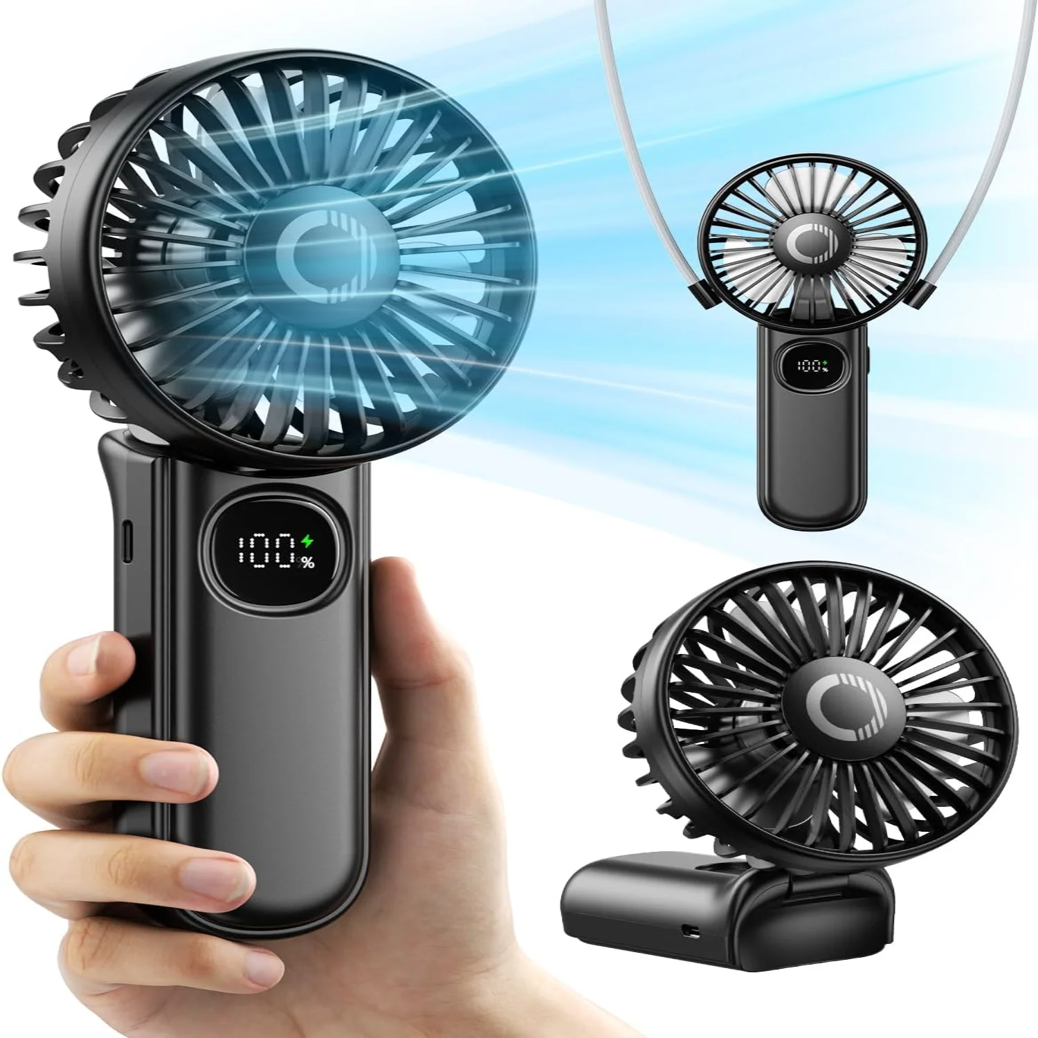 Handheld Fan, Foldable Portable Fan with LED Display, 2400mAh Battery Operated Mini Hand Held Fan, Handheld/Neck/Desk 3 in 1 Per
Handheld Fan, Foldable Portable Fan with LED Display, 2400mAh Battery Operated Mini Hand Held Fan, Handheld/Neck/Desk 3 in 1 Per