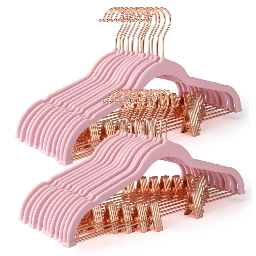 Velvet Skirt Hangers 24 Pack, Non Slip Pants Hangers with Rose Gold Clips, Ultra Thin Velvet Hanger Space Saving, HeavyDuty Clot
Velvet Skirt Hangers 24 Pack, Non Slip Pants Hangers with Rose Gold Clips, Ultra Thin Velvet Hanger Space Saving, HeavyDuty Clot