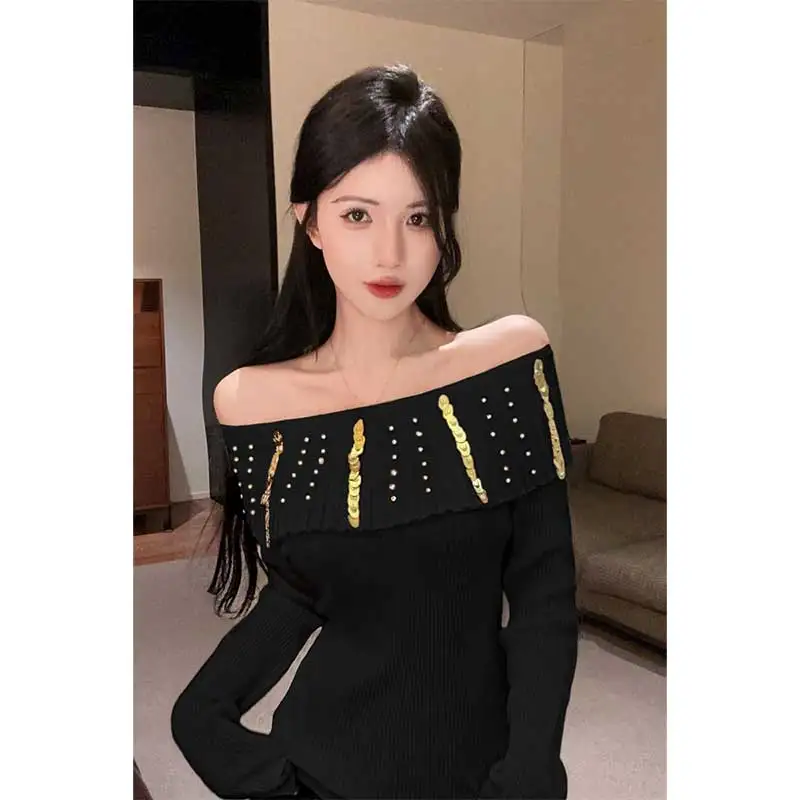 Women Clothing Autumn Winter Fashion Simplicity Sexy Trend Knitting Slash Neck Female Temperament Solid Color Pullovers Sweater
Women Clothing Autumn Winter Fashion Simplicity Sexy Trend Knitting Slash Neck Female Temperament Solid Color Pullovers Sweater